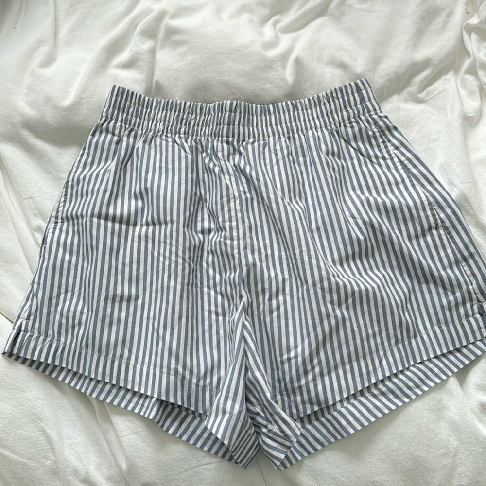 Abercrombie & Fitch Blue and White Striped Women Shorts